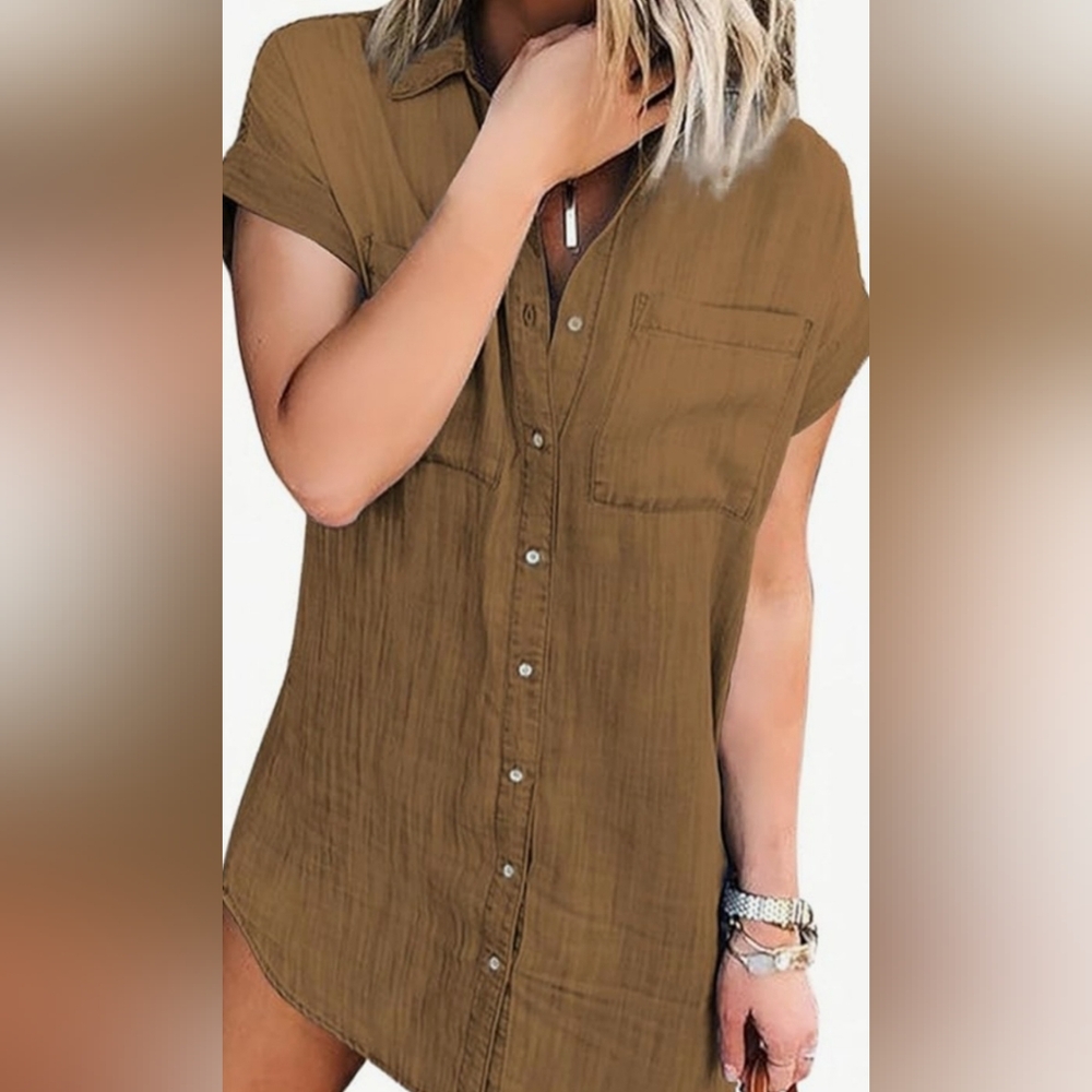 Brown denim mini dress, size XL (14)